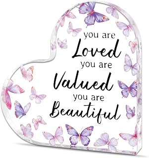 Butterfly Gifts for Women You Are Loved Gifts for Women Purple Desk Decor | Inspirational Purple Desk Decor You Are Beautiful Butterfly Office Decor Inspirational Gifts for Friends Coworkers