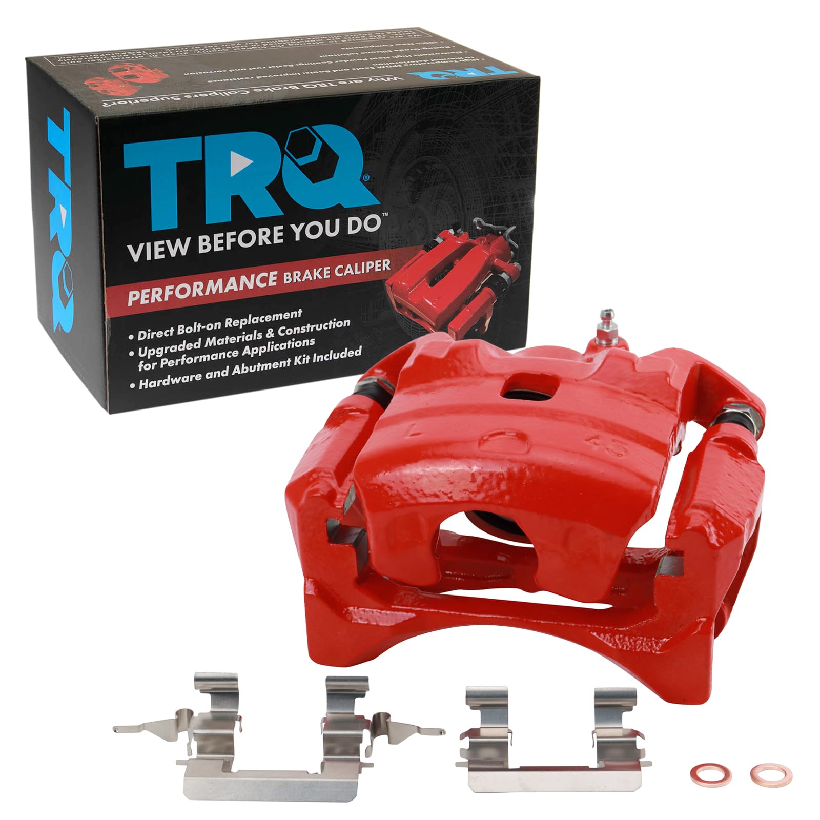 TRQ Front Left Brake Caliper w/Bracket Performance Red Drivers Side
