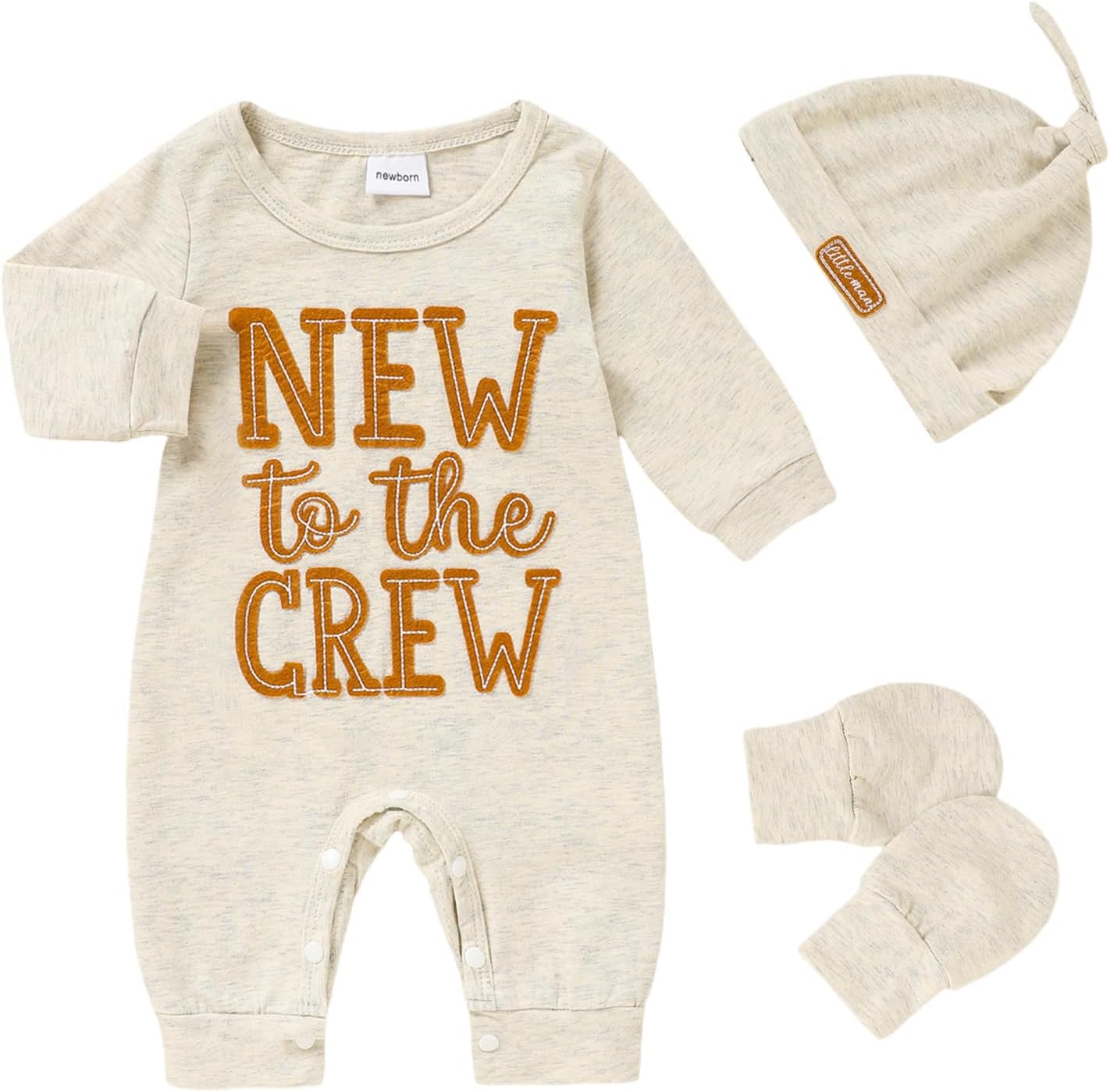 Newborn Romper Baby Boy Cotton Jumpsuit New Baby Hat Gloves Romper Coming Home Clothes Outfits