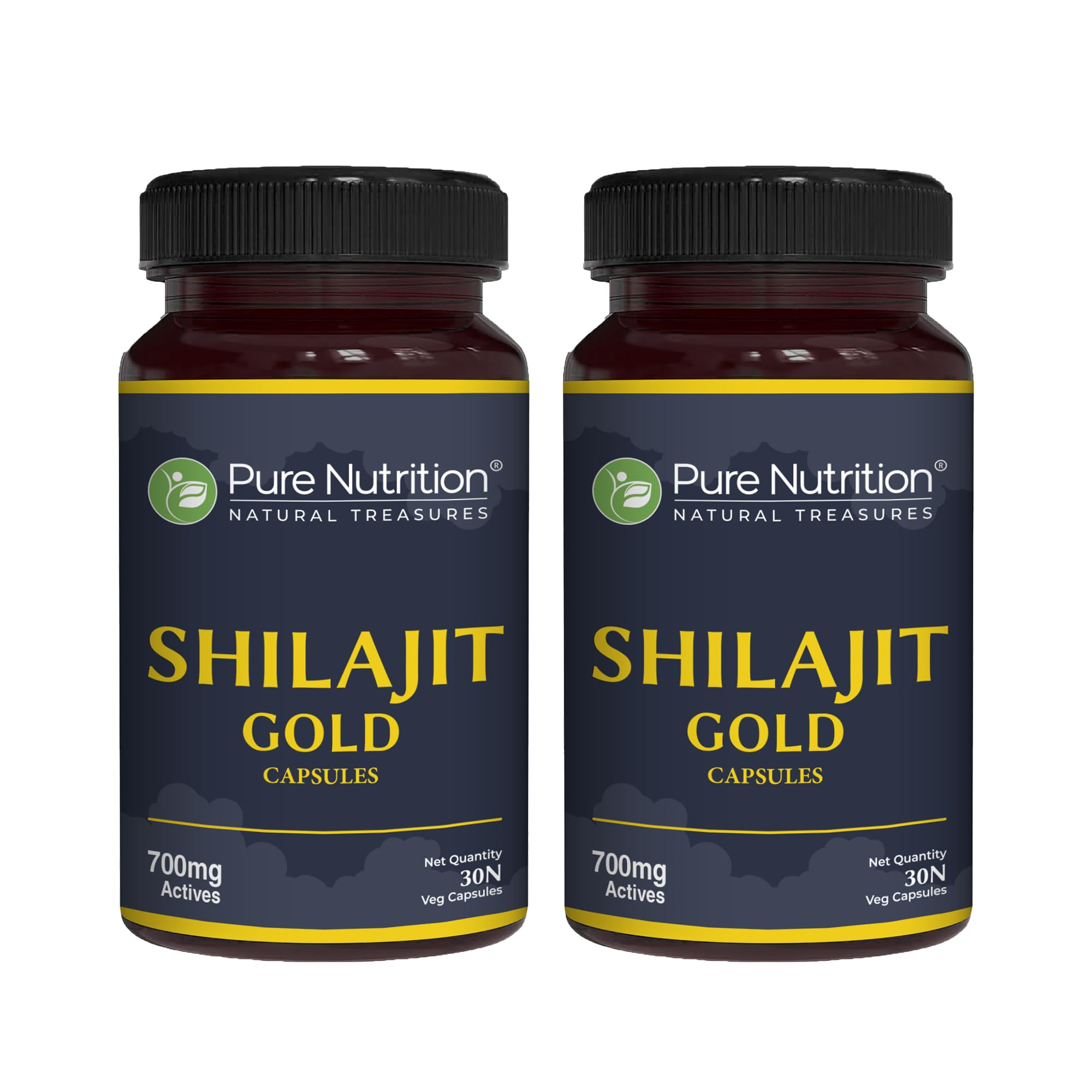 Pure Nutrition Shilajit Gold - 60 Veg Caps (30x2), With Kaunch Beej, Ashwagandha, Safed Musli, Gokhru & Shatavari For Energy, Strength, Stamina & Performance,Premium Ayurvedic Supplement For Men