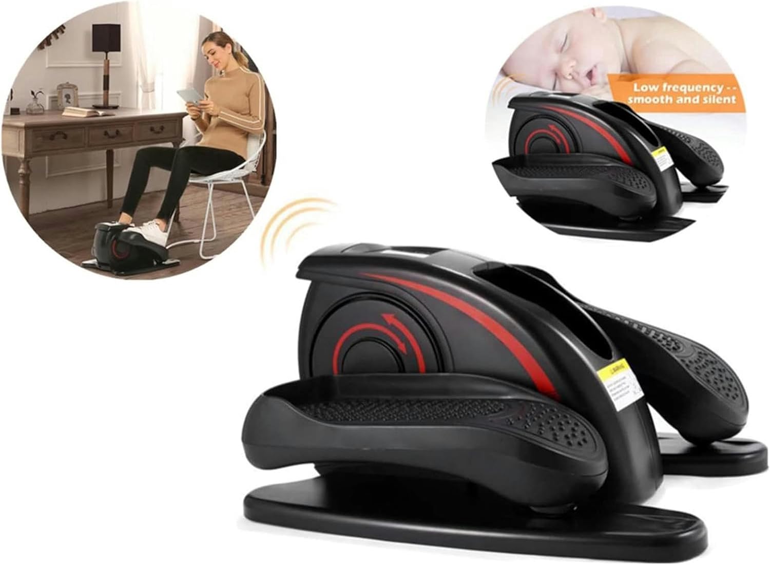 MOUNE Step Fitness Machines， Electric Elliptical Trainer Pedal Exerciser Adjustable Speed Indoor Mini Stepper Fitness Equipment Leg arm Lose Weight