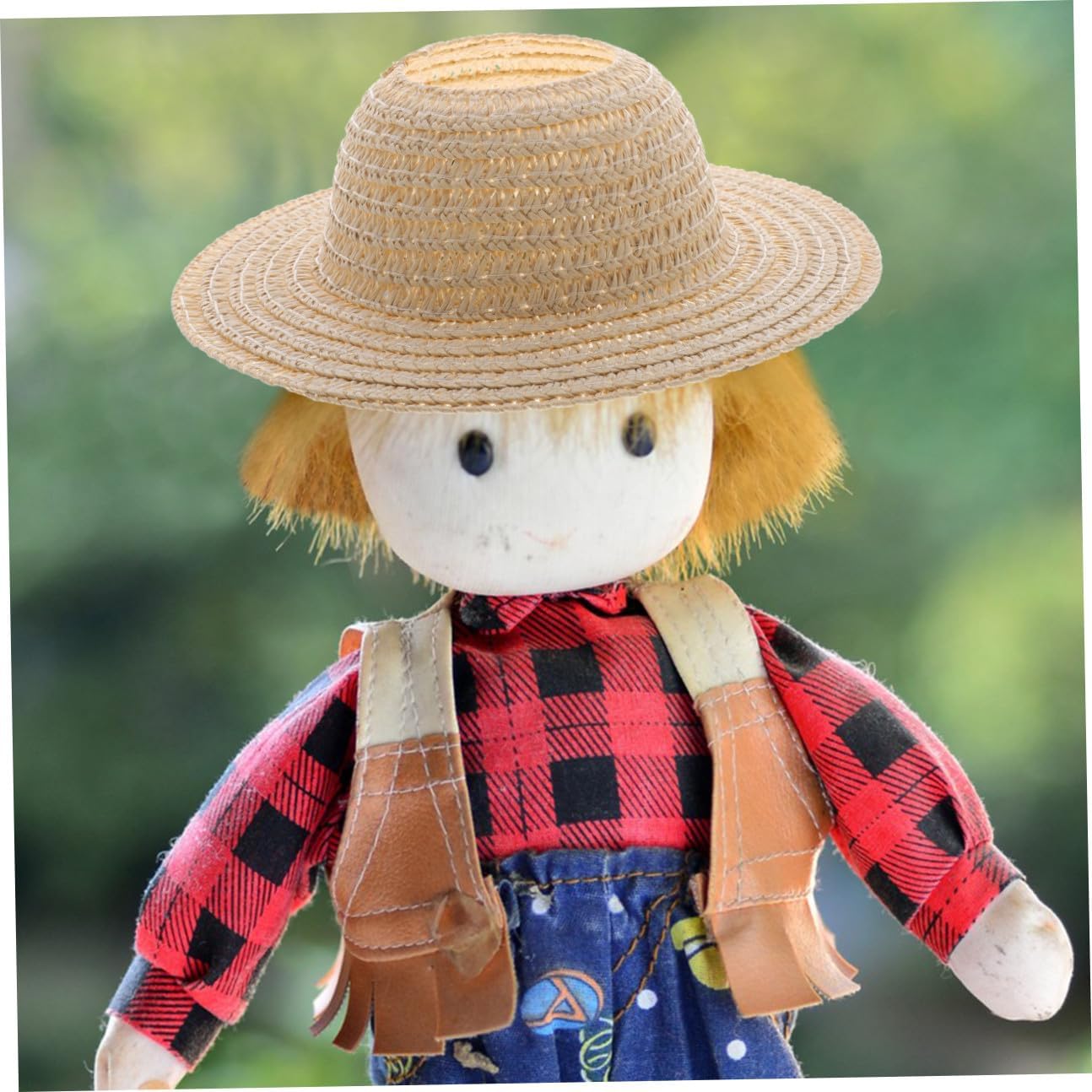 3pcs Miniature Woven Straw Hats for Dolls, 17cm Cut-