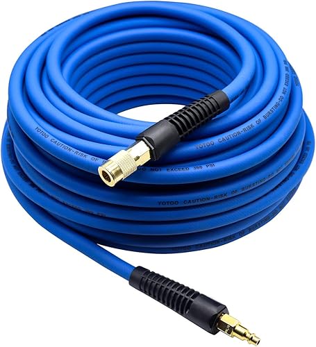 Vista 9 de YOTOO Manguera de aire de 3/8 pulgadas x 50 pies, manguera híbrida de compresor de aire resistente, flexible, ligera, resistente a las torceduras