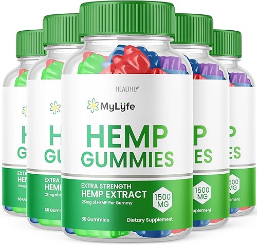 Paquete de 5 gomitas de cáñamo My Life, fórmula oficial, gomitas Mylife de mezcla de cáñamo premium, gomitas de cáñamo Mylyfe de gran sabor, tamaño