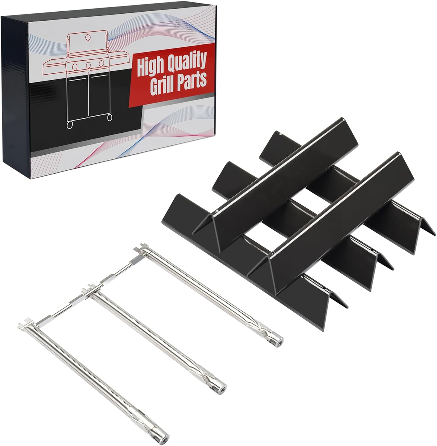 Leship Parts for Weber Spirit 300 Series,Spirit E310 E320 S310 S320 S330 Grills,Replacement Parts for Weber 7636 69787(15.3" Flavorizer Bars & 18" Bunner Tube)