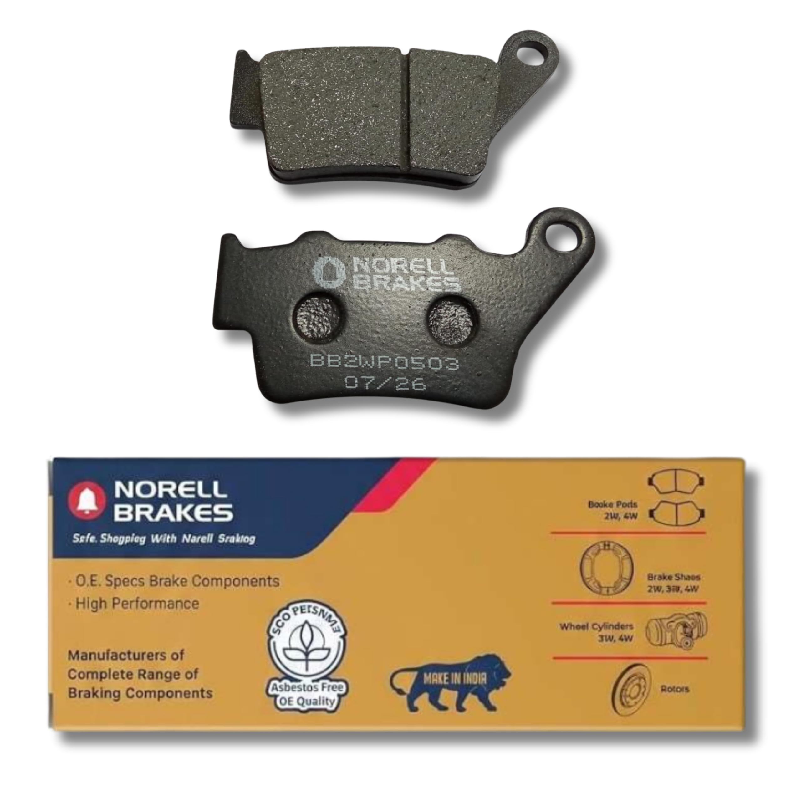 NORELL 8906219820977 Rear Disc Brake Pad Set Compatible with Honda CBR 250 Non ABS Type | Premium Rear Brake Pads Replacement | High Performance Disc Brake Pad Set | Set of 01-image-23