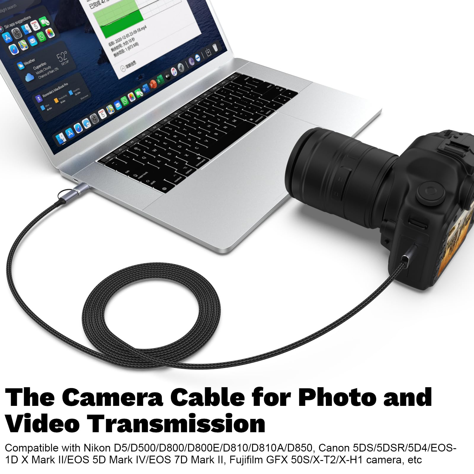 Cavo USB A/C a Micro B 3.0 per fotocamera compatibile con Nikon D500 D800 D810 D850, Canon EOS 7D Mark II, 5D Mark IV, 5DS, per Toshiba, Seagate Backup Plus, Maxone, UnionSine, WD Hard Disk esterno
