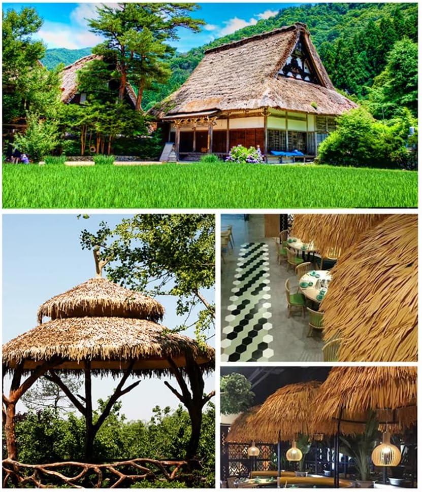 Artificial Palm Thatch Runner Rolls, Plastic Synthetic Thatch Runner Roll 50cm 19.6'' Wide Tiki Hut Bar Thatch Runner Roofing Panels, Tropical Decorations Multiple Sizes(Yellow b,0.5x2m/1.64X6.56ft)
