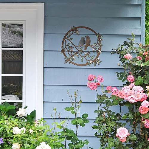Vista 34 de Ferraycle Arte de pared de metal con silueta de pájaro en rama de árbol, decoración de pájaro para sala de estar, jardín, dormitorio, oficina