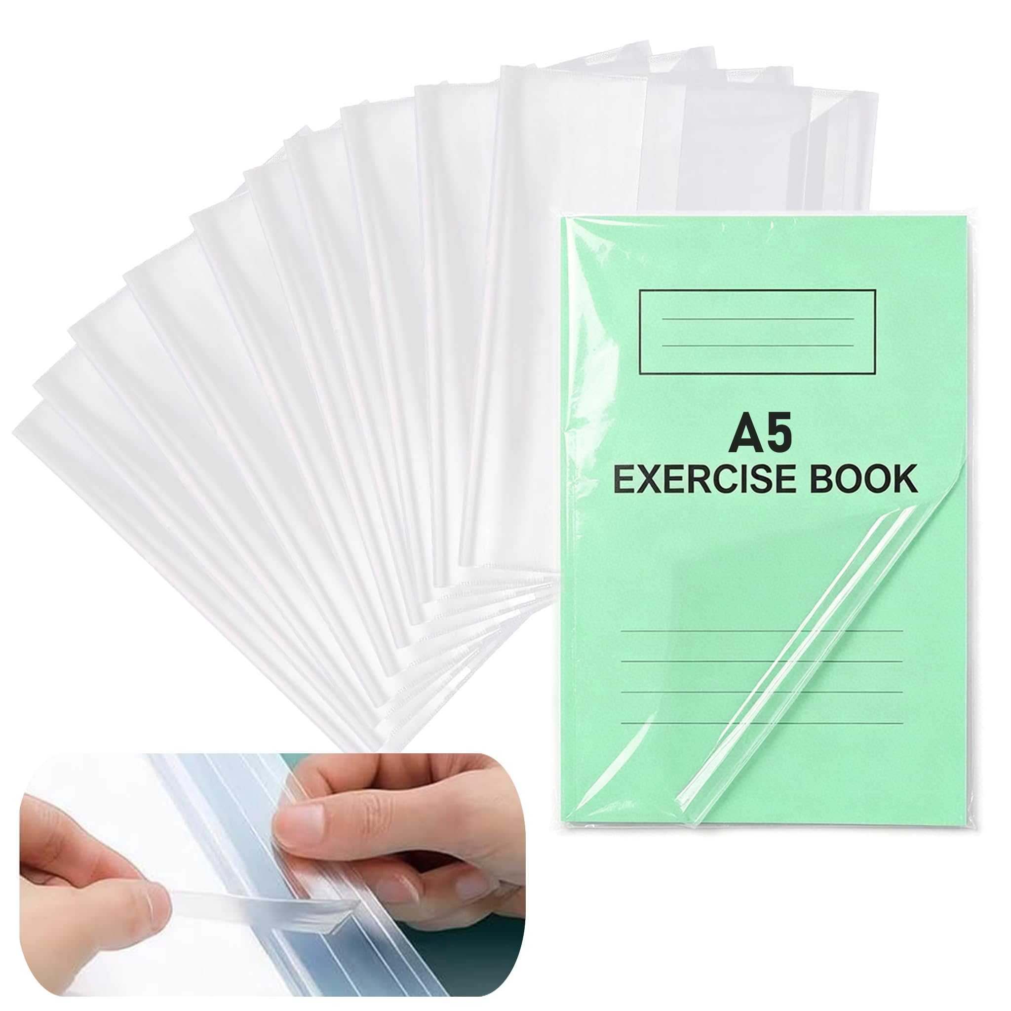 Plastic Book Covers, 10PCS A5 Clear Book Covering Film, Exercise School Book Sleeve, Sticky Book Protector for Comic Notebook Textbooks