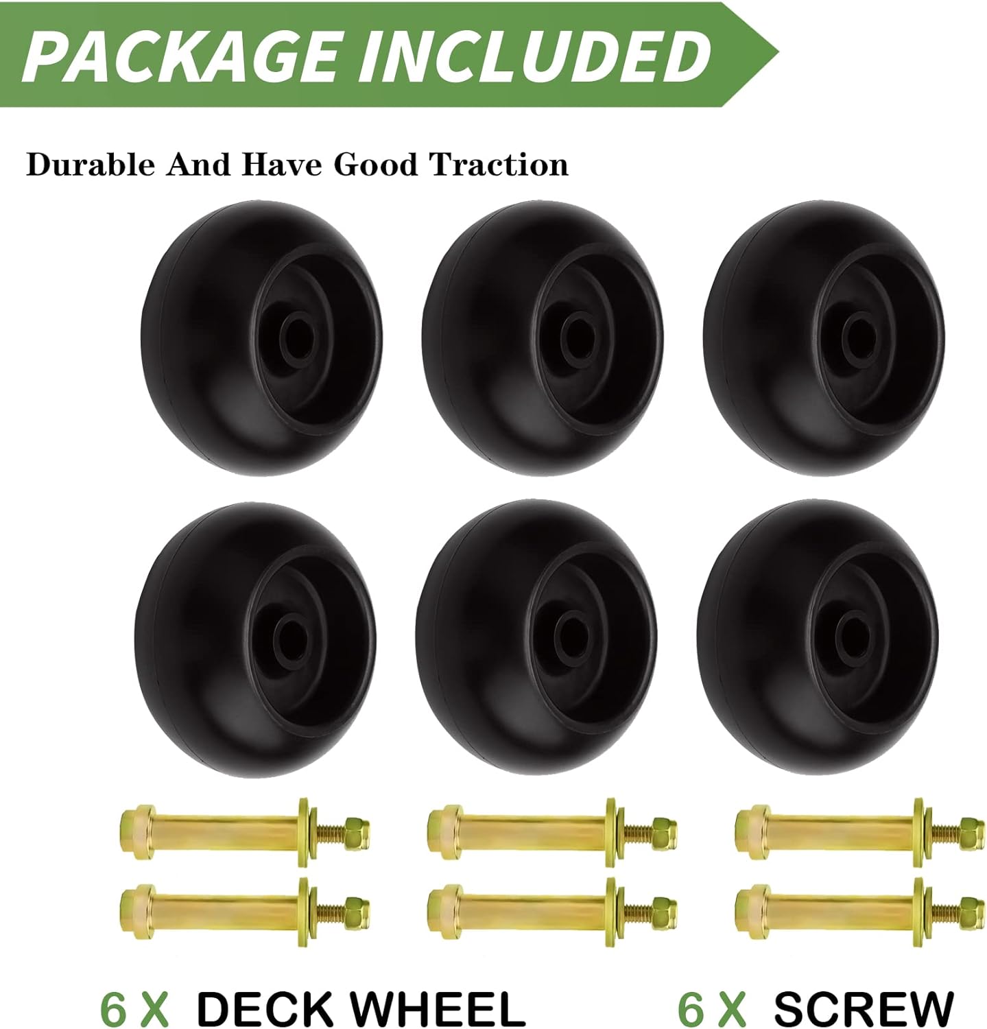 1-603299 Mower Anti Scalp Deck Wheel for Bad Boy 022-5234-98 Exmark 103-4051 103-7263 Toro 1-603299 Husqvarna 5391026-43 Many Bore 5/8 Wheel Size, 6 Pack, Black