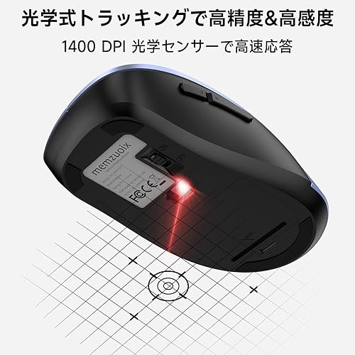 Miniatura 4 de memzuoix Ratón inalámbrico de 2.4G, 1400 DPI inalámbrico óptico móvil con receptor USB, ratones de computadora portátiles inalámbricos para laptop,