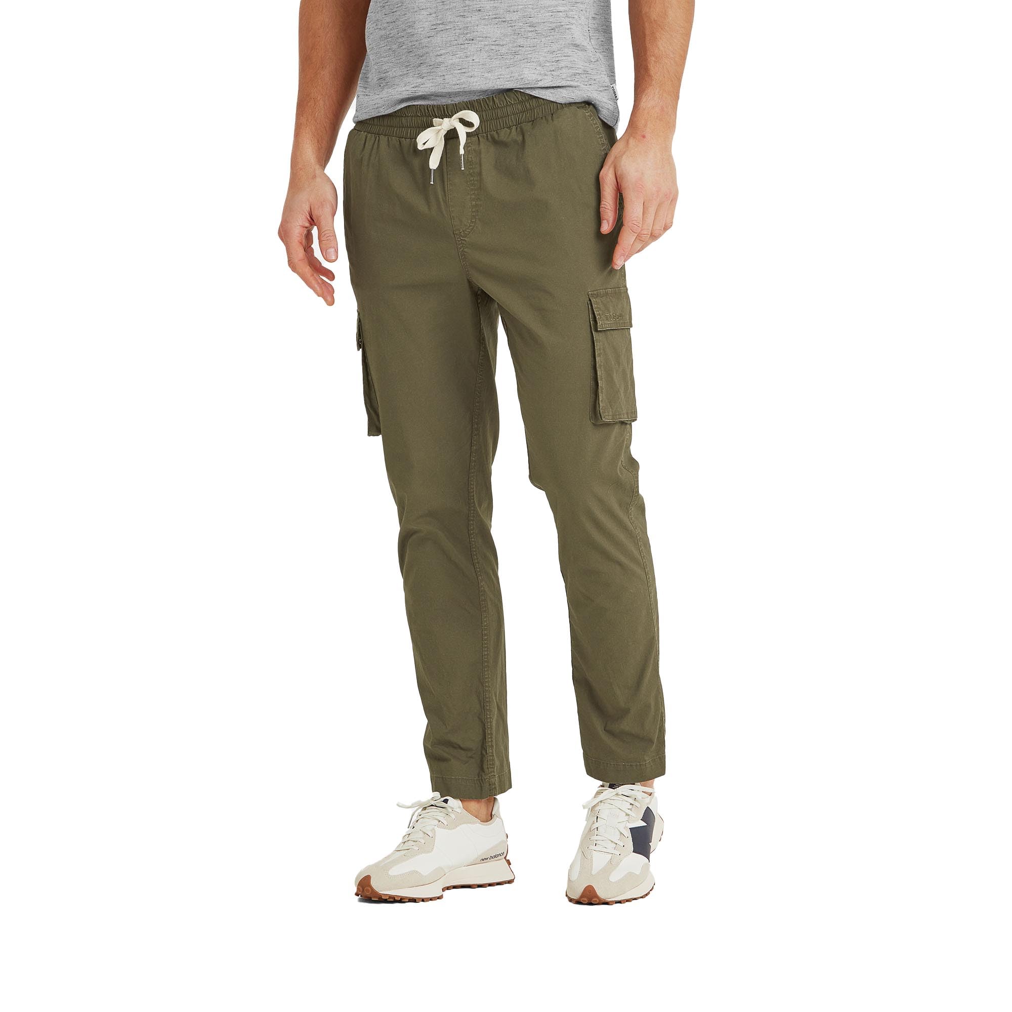 Tog24 Men's Khaki Silas Trousers. These Cargo Trousers Have Multiple Pockets To Store Your Valuables. Pair With A Short Sleeve Shirt, T-Shirt And Trainers For Classic Summer Style.