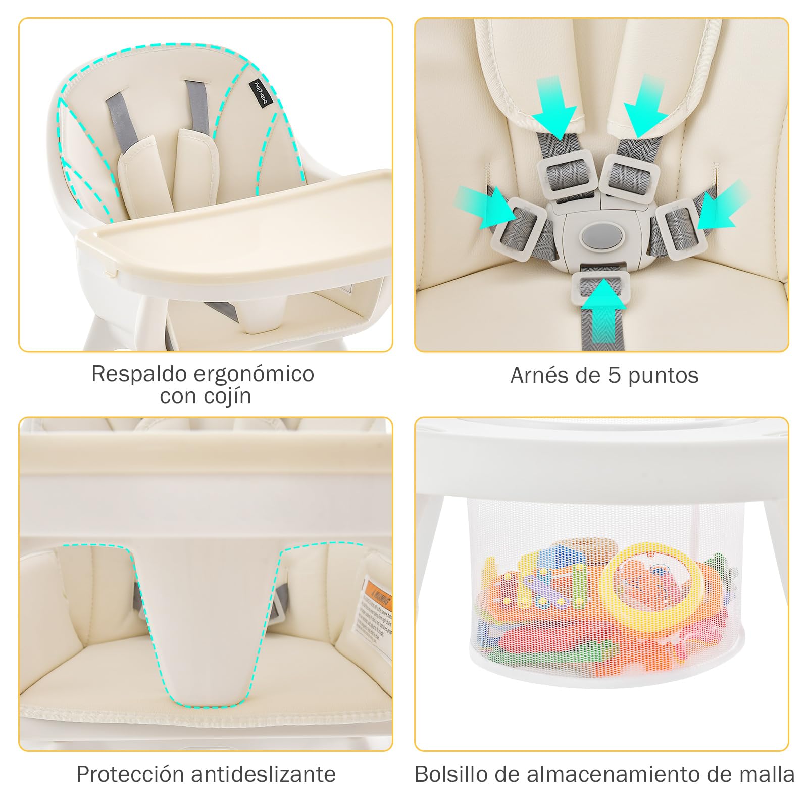 COSTWAY Trona para Bebe 6 en 1, Trona con Altura Regulable con Bandeja de 2 Niveles y Cesta, Centro Actividad para Niños Set Mesa y Silla con Bloques para Niños y Bebés de 4 a 72 Meses (Beige)