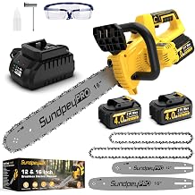 12" & 16" 21V Brushless Electric Chainsaw Cordless with 2 Chains
