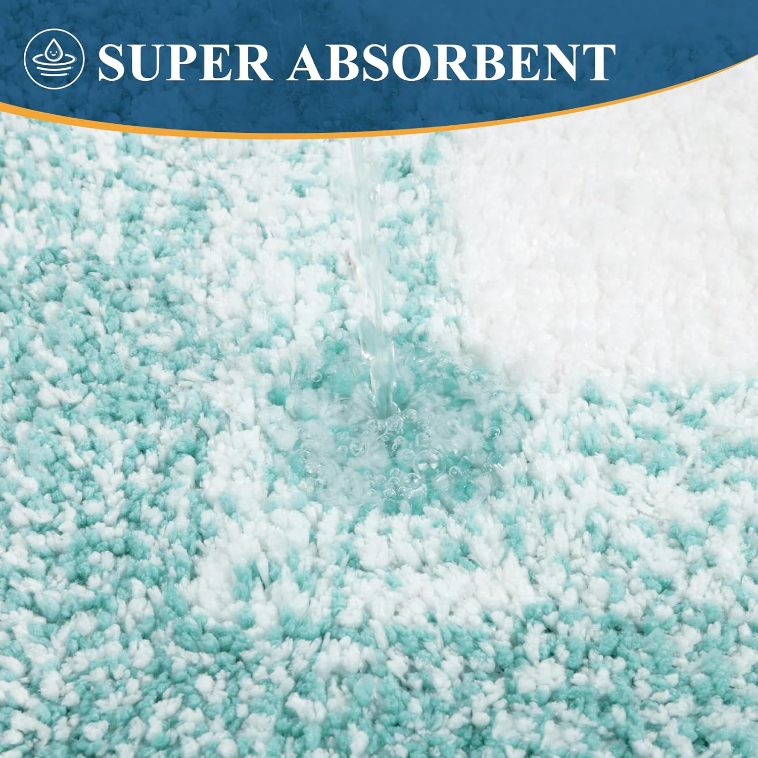 Bsmathom Microfiber Bathroom Rugs Sets 3 Piece, Non-Slip Absorbent Bath Mats for Bathroom, Soft Shaggy Bathroom Mat with U-Shaped Toilet Rug Machine Washable, Teal - Image 5