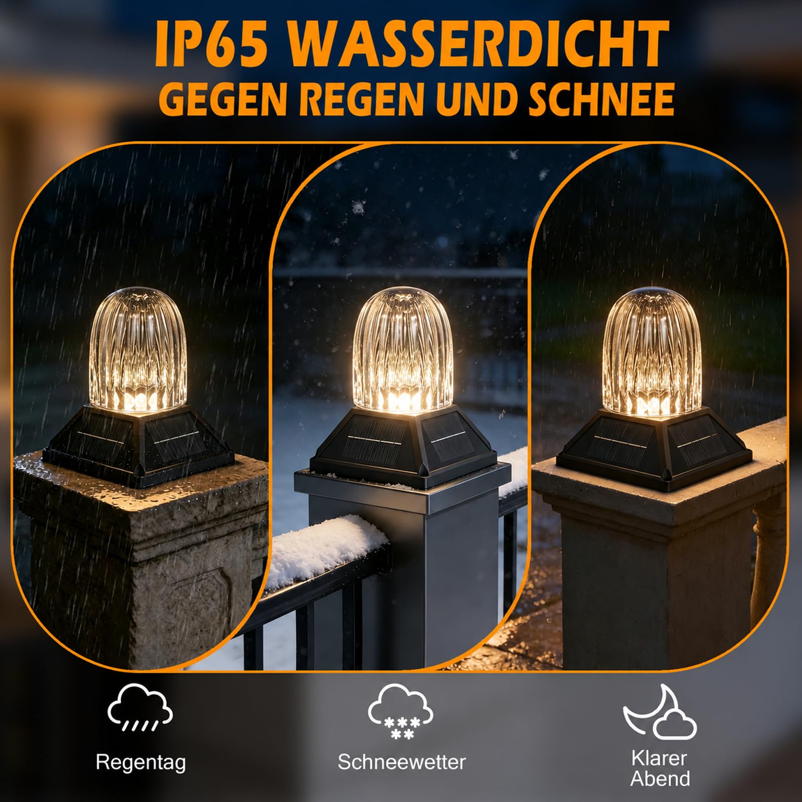 Sockelleuchte Außen, Solar Wegeleuchte für Garten mit Fernbedienung, Pollerleuchte für Terrasse, Patio, Gartenwege, 3000K/4000K/6000K ＆ 2 Helligkeitsstufen, 2400mAh, Schwarz