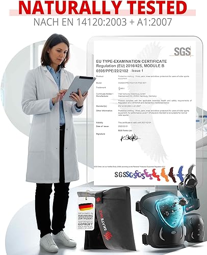 Miniatura 4 de SKATEWIZ Juego de rodilleras y coderas para niños y adultos con protectores de muñeca para patinaje sobre ruedas [6 piezas] - Equipo de protección