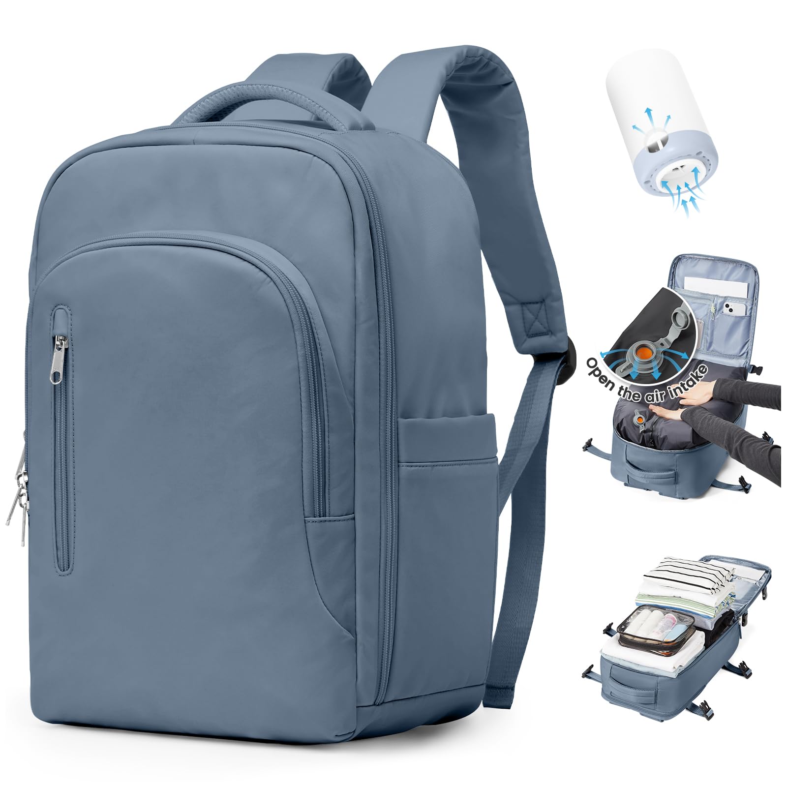 SZLX Zaino Ryanair 40x20x25 Donna Zaino da Viaggio Sottovuoto con pompa Bagaglio a Mano Sottovuoto Viaggio Uomo Borse da Cabina 45x36x20 Easyjet con scomparto per scarpe per Laptop da 14 Pollici