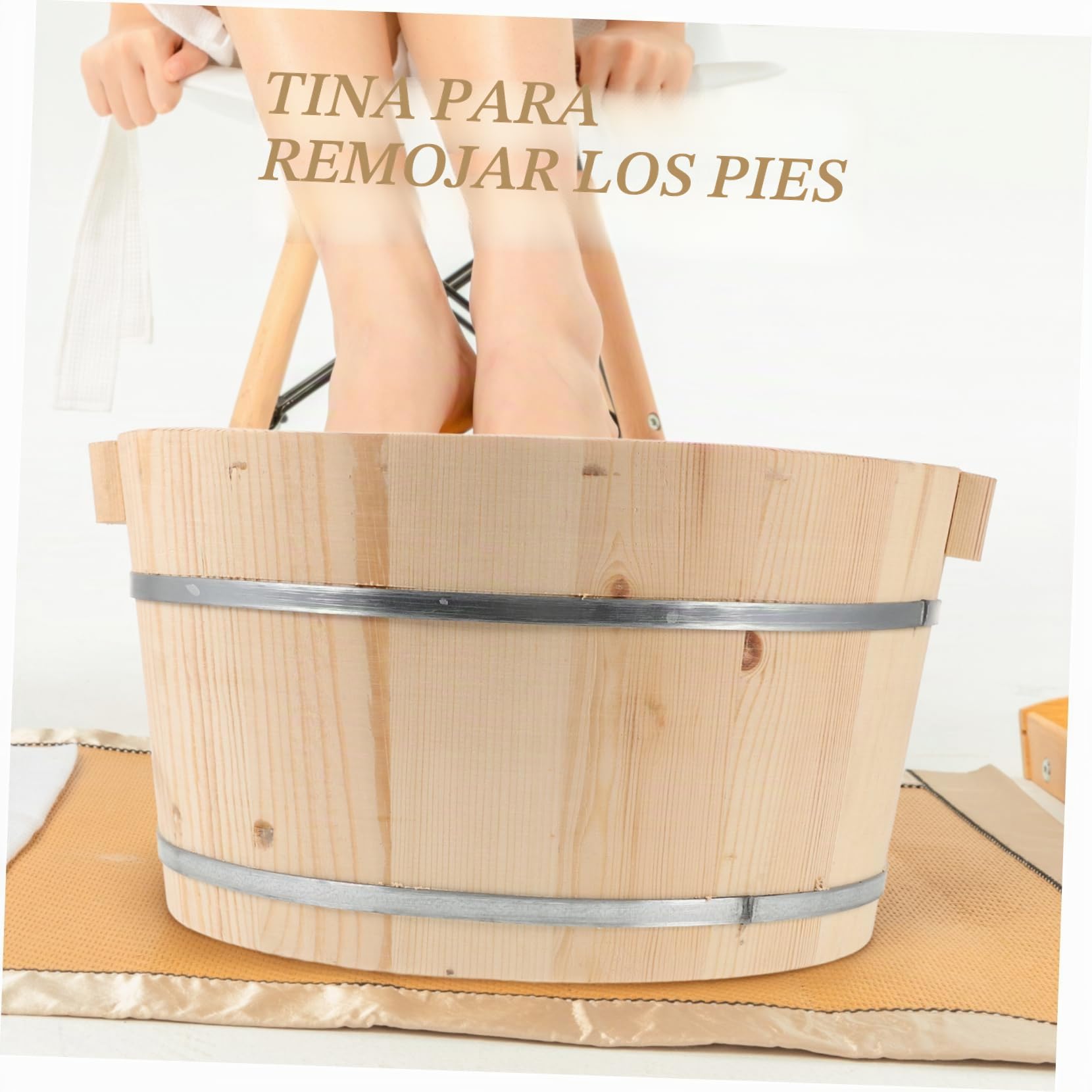 Healeved Bañera de Madera para Pies Lavabo para Pedicura de Madera Cierre para Relajarse Esencial para Spa de Pies para Baño Casa