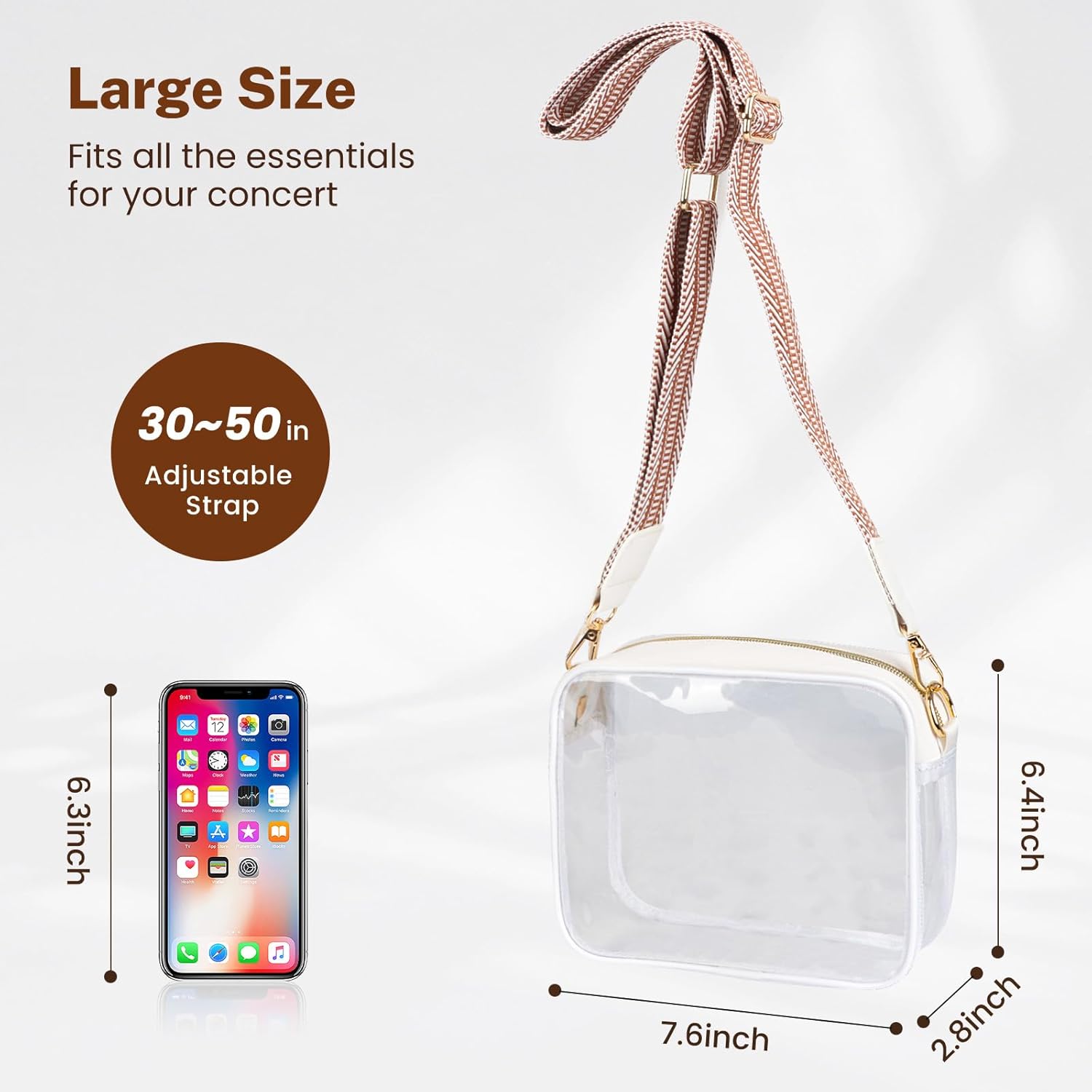 Aveniee Clear Bag Stadium Approved, Clear Purses for Women, Cross body Bag for Concerts with Adjustable Strap - Image 5