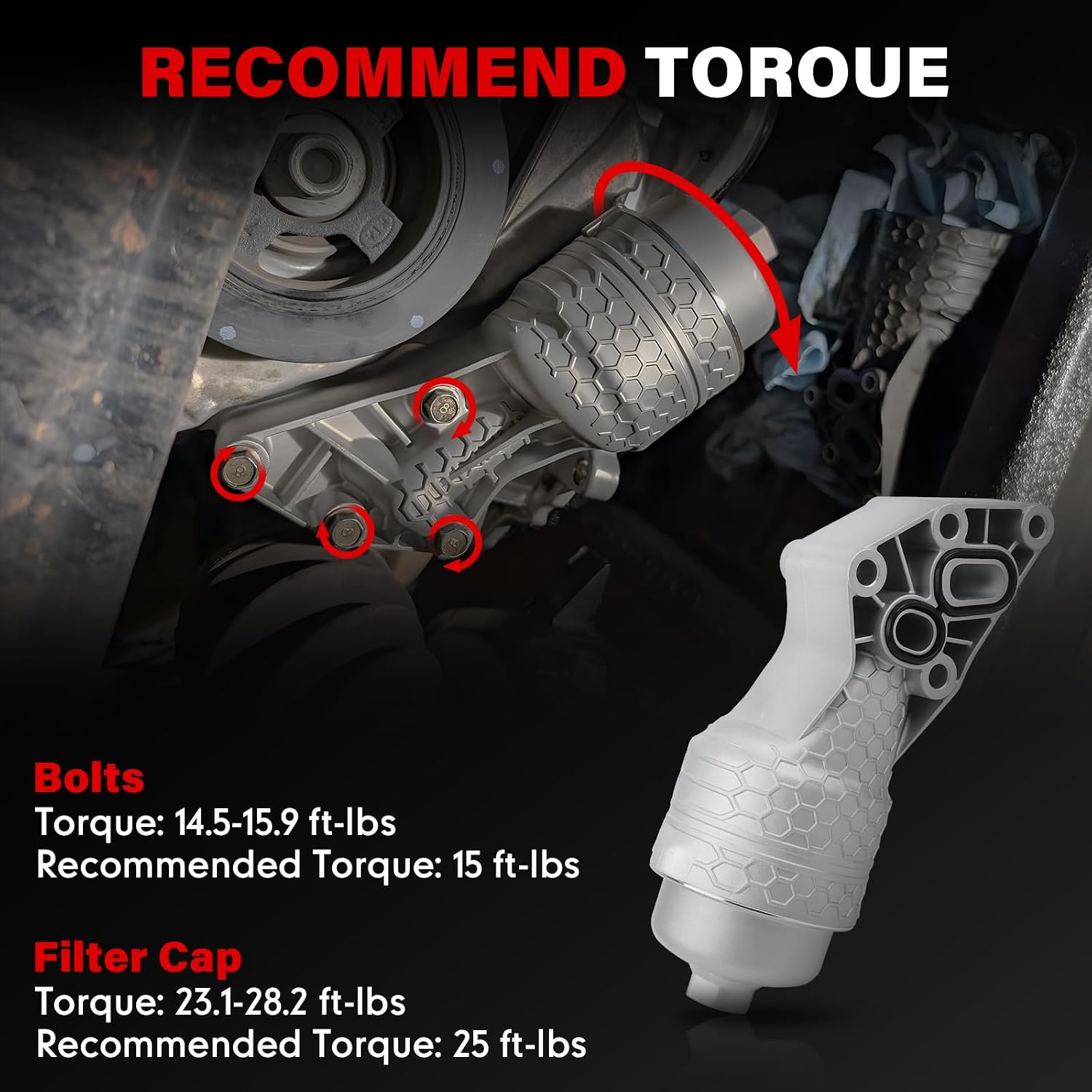 26300-3LAA0 Upgrade Aluminum Oil Filter Housing Assembly Compatible with 2016-2024 Hyundai Genesis G80 Palisade 2019-2024 Kia Sorento Cadenza Telluride Sedona, Durable 263003LAA0 3.3L/3.8L V6 Engine