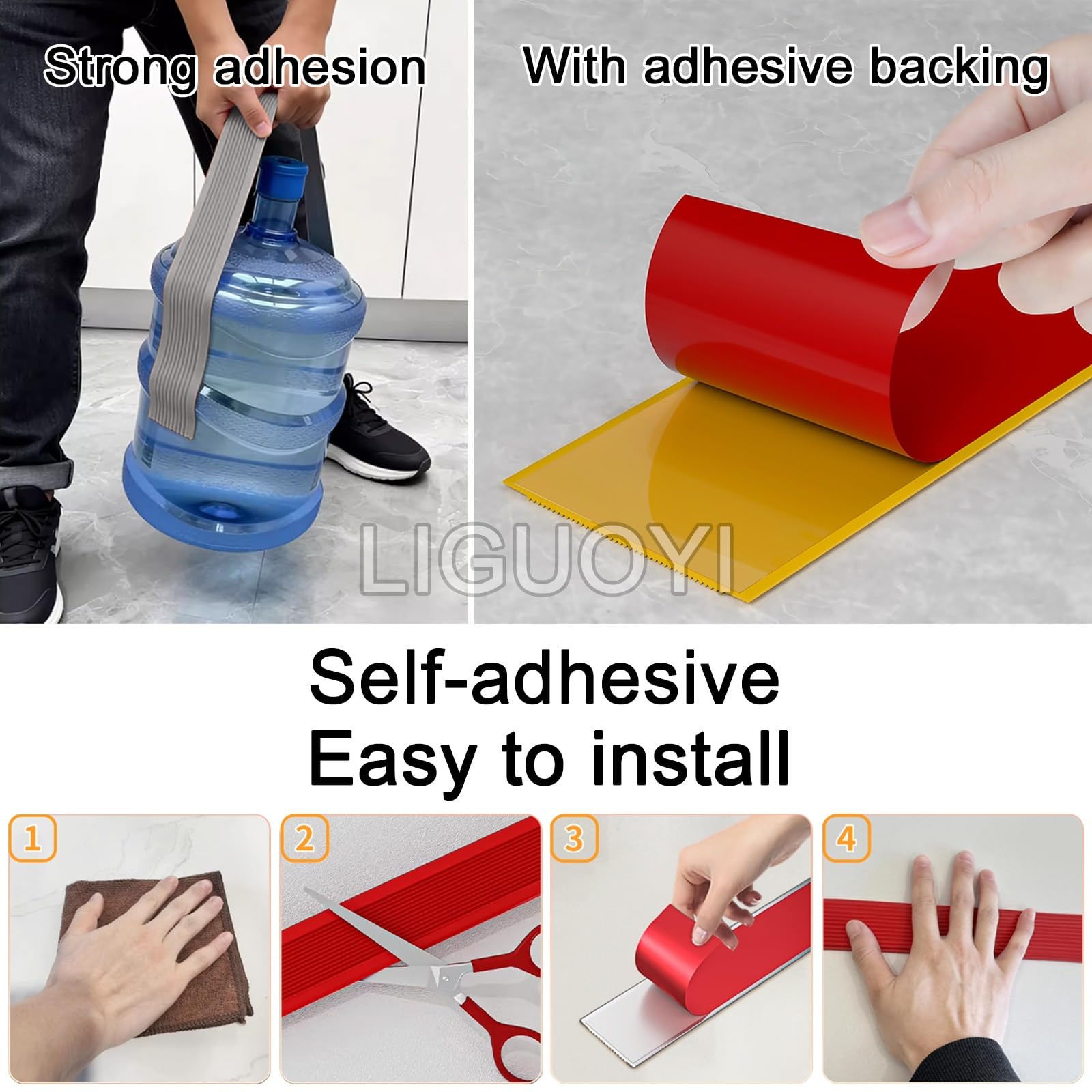 LIGUOYI Cinta Antideslizante para Peldaños Y Escalera 6cm 8cm 10cm × 5 M 10m Tiras PVC Antideslizante, Cinta Abrasiva Impermeable para Suelos, Rampas Interiores Y Exteriores(Brown,10cmx5m)