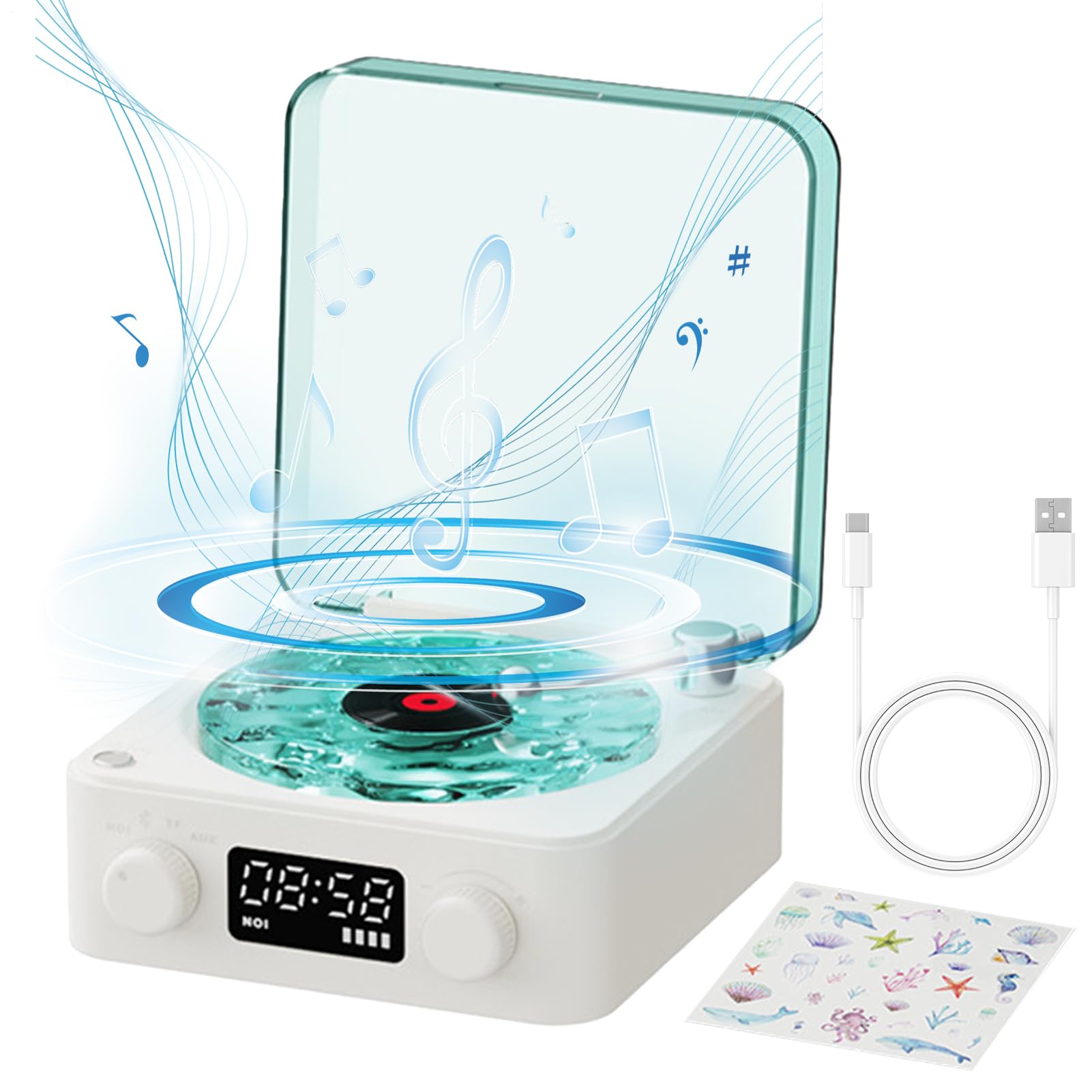 Giradischi - Giradischi vintage, audio intelligente | Giradischi portatile | Blutooth, musicale retrò decorativo per intrattenimento domestico, riproduzione in vinile, uso display