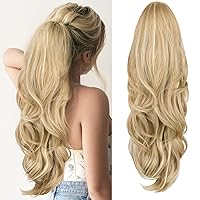 Vista 18 de Extensión de cola de caballo rubio, extensión de cola de caballo con cordón de 20 pulgadas para mujeres, extensiones de cabello de cola de caballo