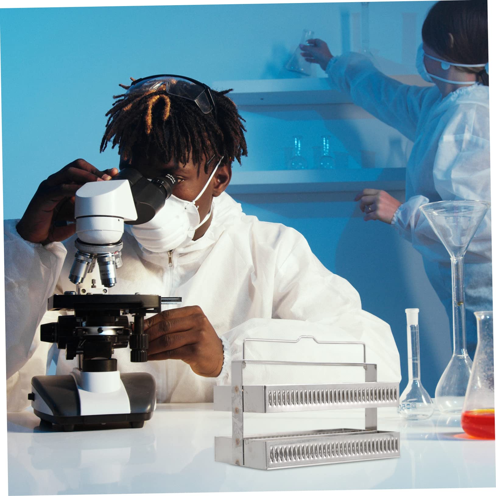 LABRIMP 2pezzi Per Vetrini Inossidabile Posizioni Rack Per Essiccazione Vetrini Microscopio Strumento Per Laboratori