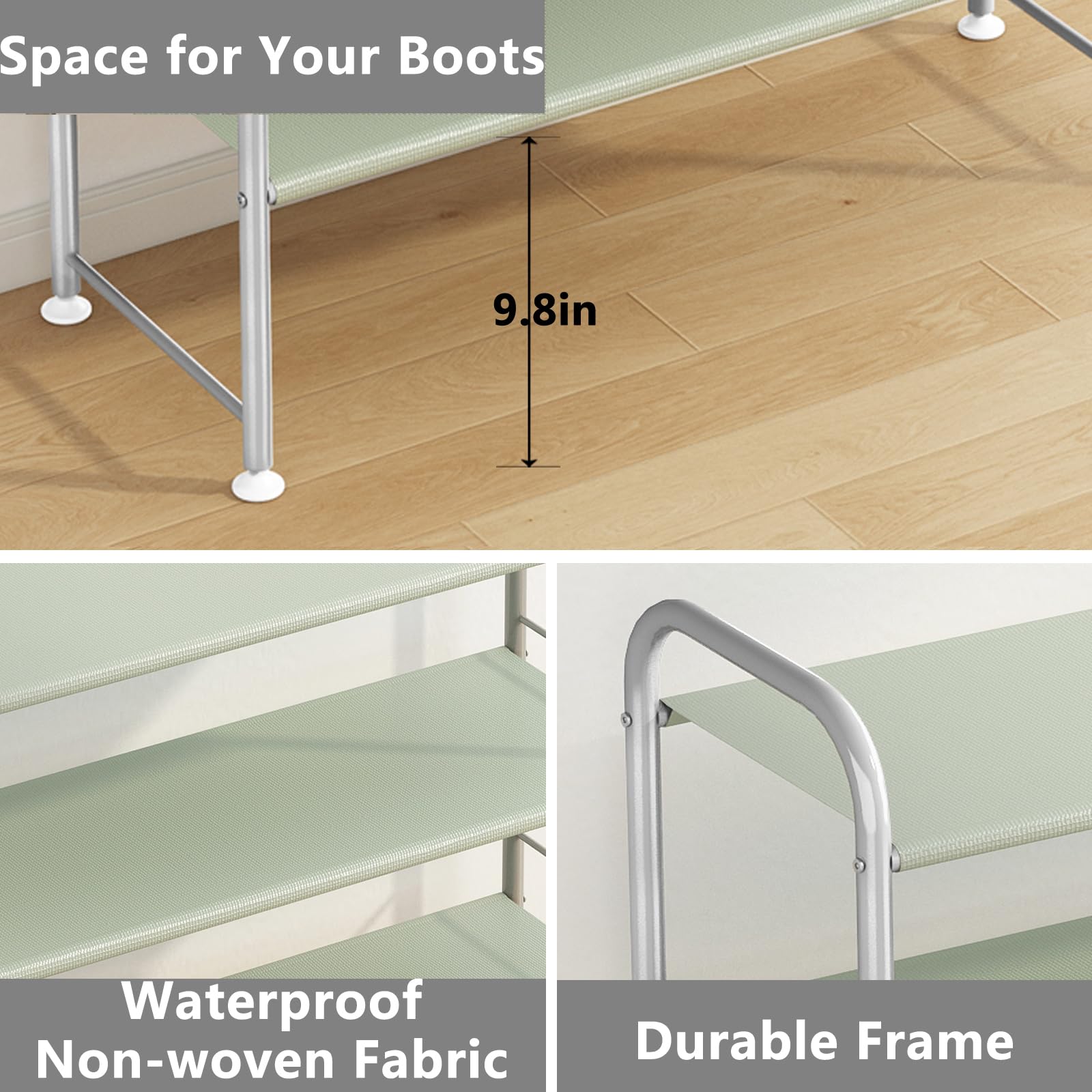 SUOERNUO Shoe Rack 3 Tier Storage Organizer for Closet Entryway Grey