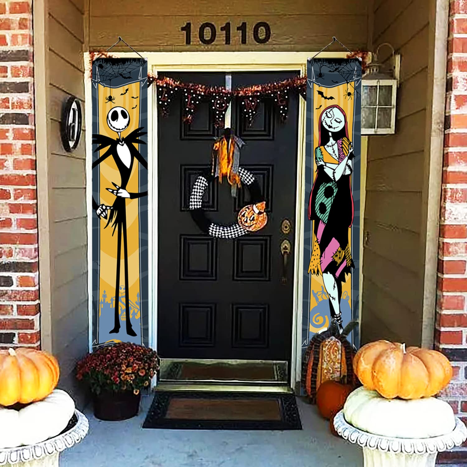 Jack & Sally Nightmare Before Christmas Welcome Banner - 71"x35.5" Halloween & Xmas Decor - View #7
