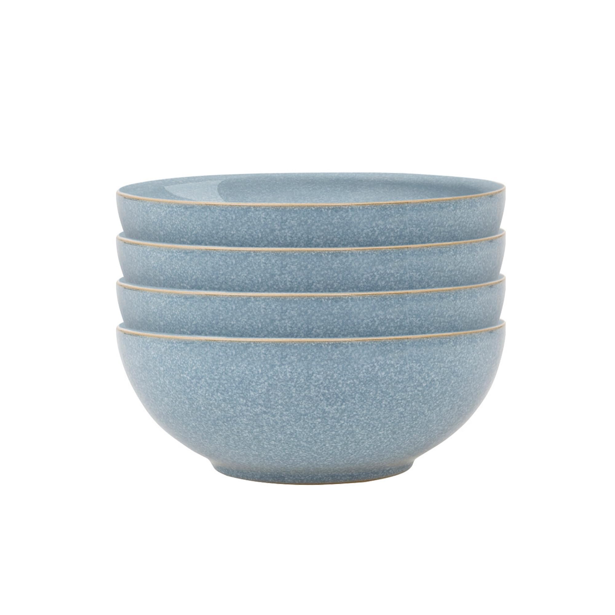Denby Blue - Elements Coupe Cereal Bowls Set Of 4 - Dishwasher Microwave Safe Crockery 820Ml 17Cm - Ceramic Stoneware Tableware - Chip & Crack Resistant Soup Bowls