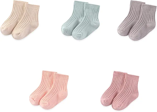 JELYLOVE Unisex Baby Boy Girl Socks 5 Pack Ankle Crew Socks Breathable Socks Newborn Accessories Set