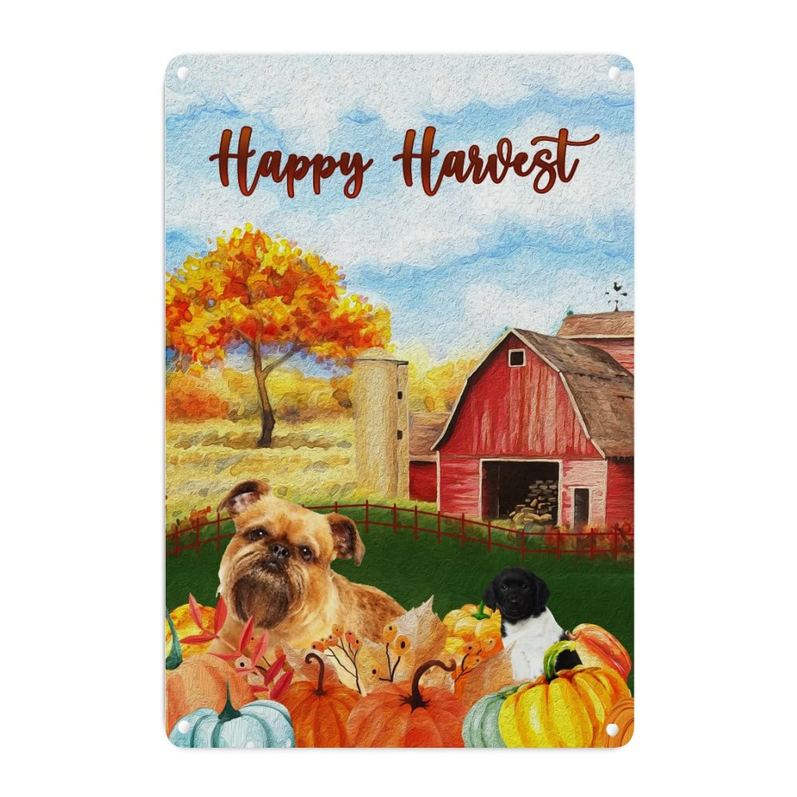 Panneau en métal Golden Retriever et citrouilles déco automne
