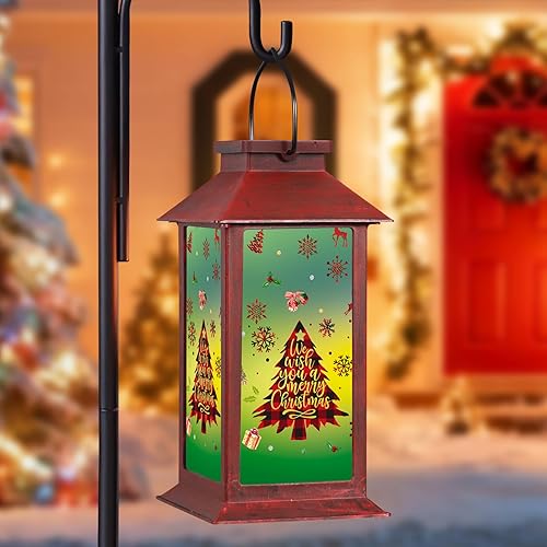 Miniatura 10 de Decoraciones de Navidad, faroles solares con muñeco de nieve para exteriores, impermeables, luces decorativas para regalos de Navidad (muñeco de