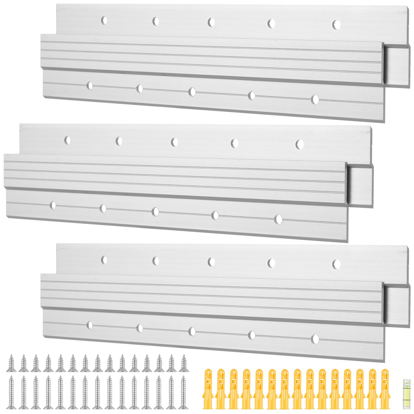 Soportes de montaje en pared entrelazados barra en Z de 12 pulgadas con nivel de burbuja 3 pares