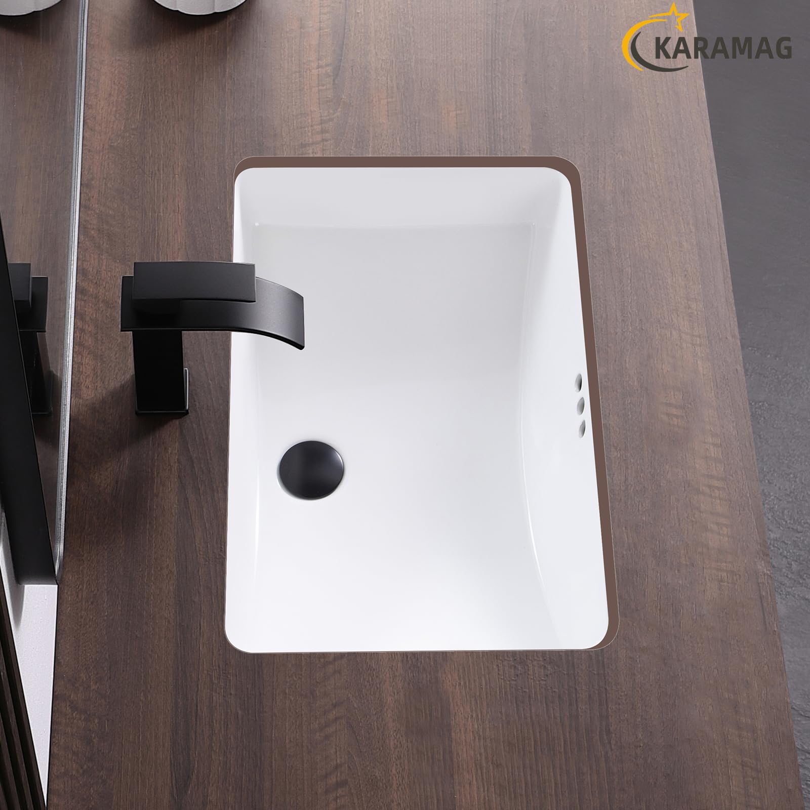 Fregadero de baño rectangular de 24 pulgadas, de cerámica blanca, con desbordamiento (23.8 x 16.3 pulgadas)