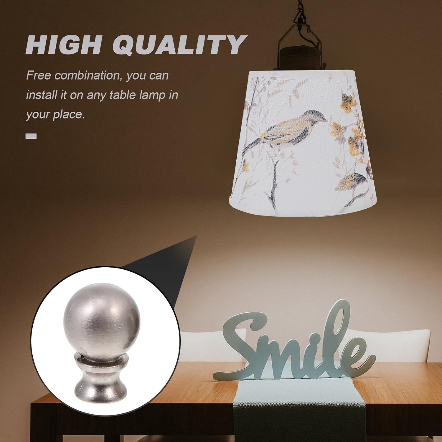 OSALADI Cow Horn Lamp Finial Knob Decorative Accent for Table and Floor Lamps Easy Installation Lamp Shade Holder Accessory 0.86X0.86X1.37 Inch