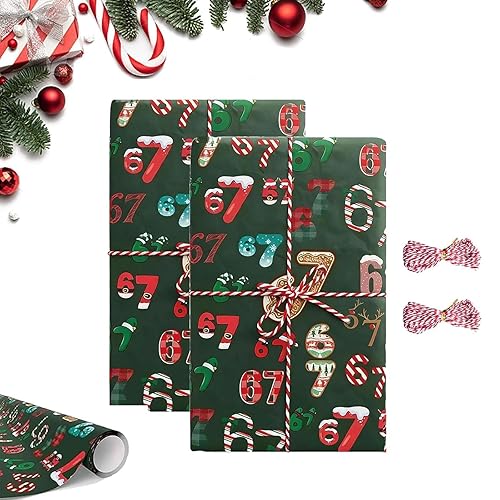 Obemary 67 Meme Christmas Gift Wrap, Kids Funny 67 Christmas