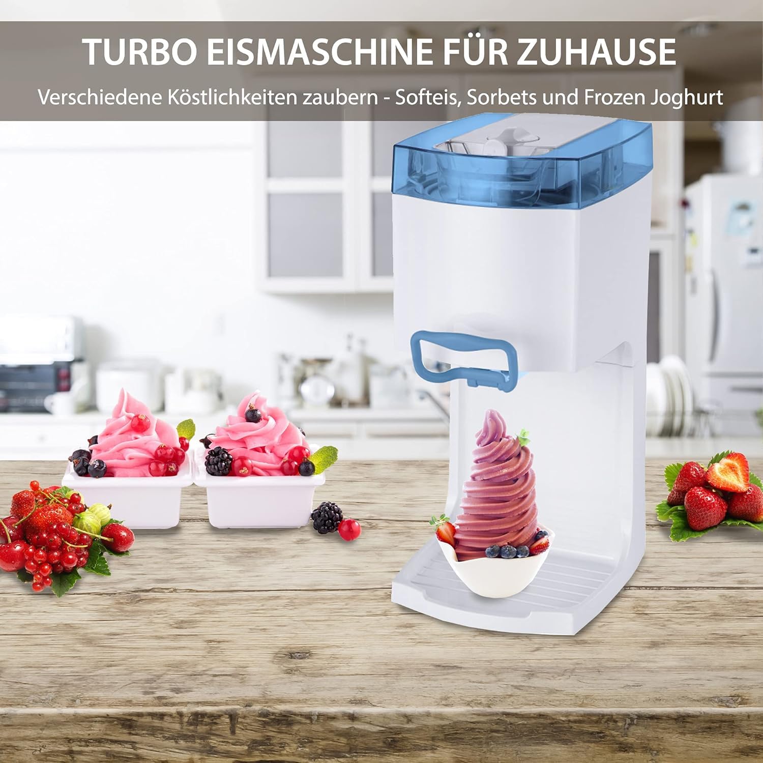 Syntrox Germany Softeismaschine für Zuhause | 4in1 Eismaschine für Softeis, Frozen Joghurt & Sorbet | Eis selber machen in ca. 20 Minuten | einfache Bedienung