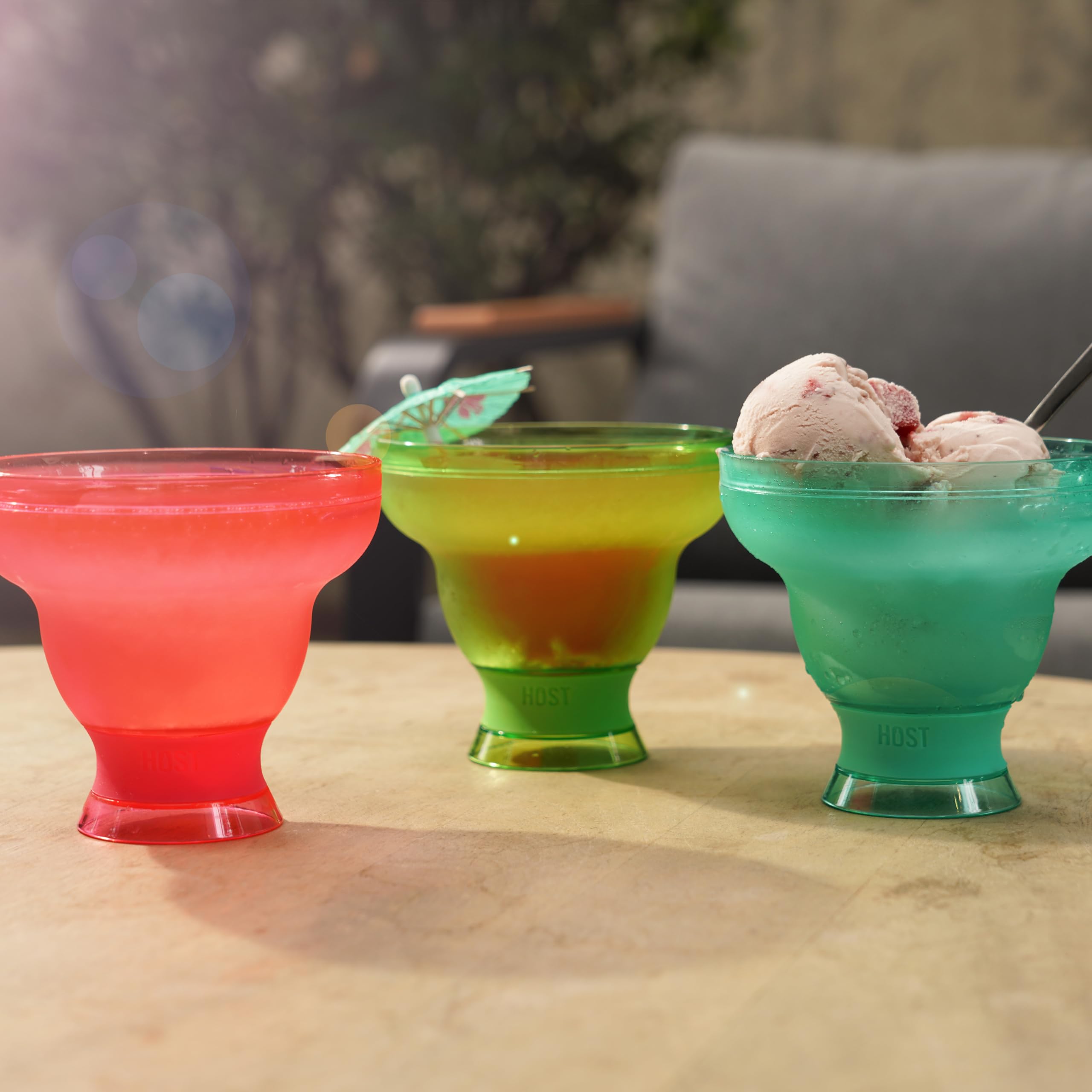 Host Freeze Cocktail, Frozen Cup, doppelwandig, Kunststoff, Margarita-Set, moderne Trinkgläser, 340 ml, Pink, 2 Stück