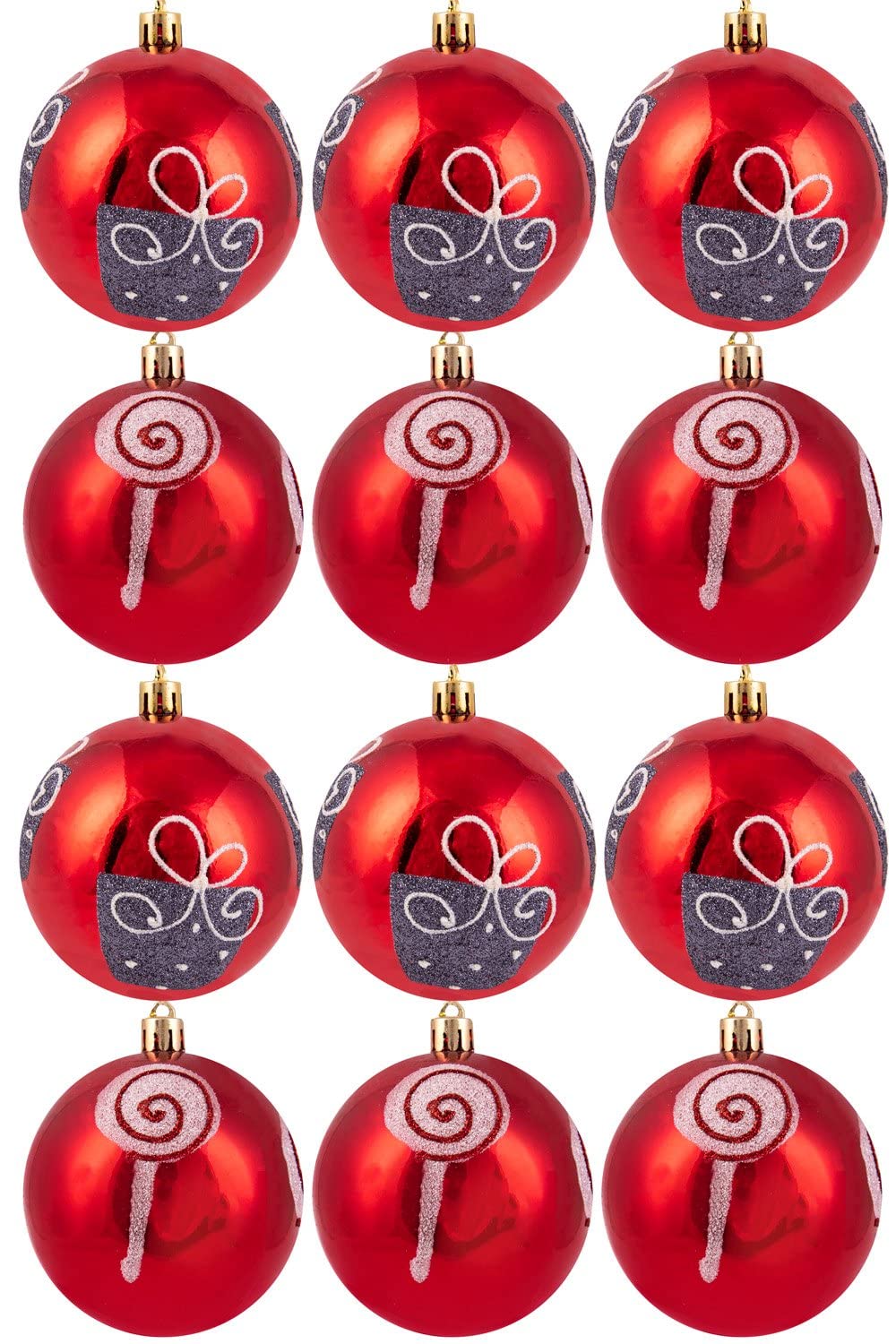 Christmas Tree World Size: 8Cm Hand Painted Shatterproof Baubles | 8Cm | Shiny Red | 12 Pack