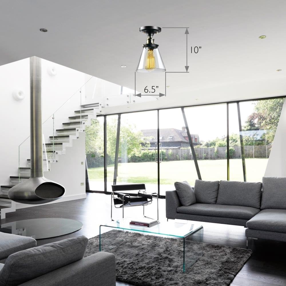 Flash Sale Buy 1 get 1 SereneLife Home Lighting Fixture - 6.5’’ x 6.0’’’ Dome Shaped Sculpted Glass Lamp Shade Compact Ceiling Light Accent, Semi Flush Mount with ETL Rated Single Screw-in Bulb Socket (SLLMP3106)