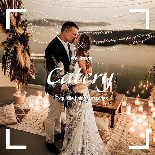 Miniatura 7 de Catery Peine para el cabello de novia de flores plateadas, piezas de pelo de novia con diamantes de imitación, joyería de ópalo, tocados con