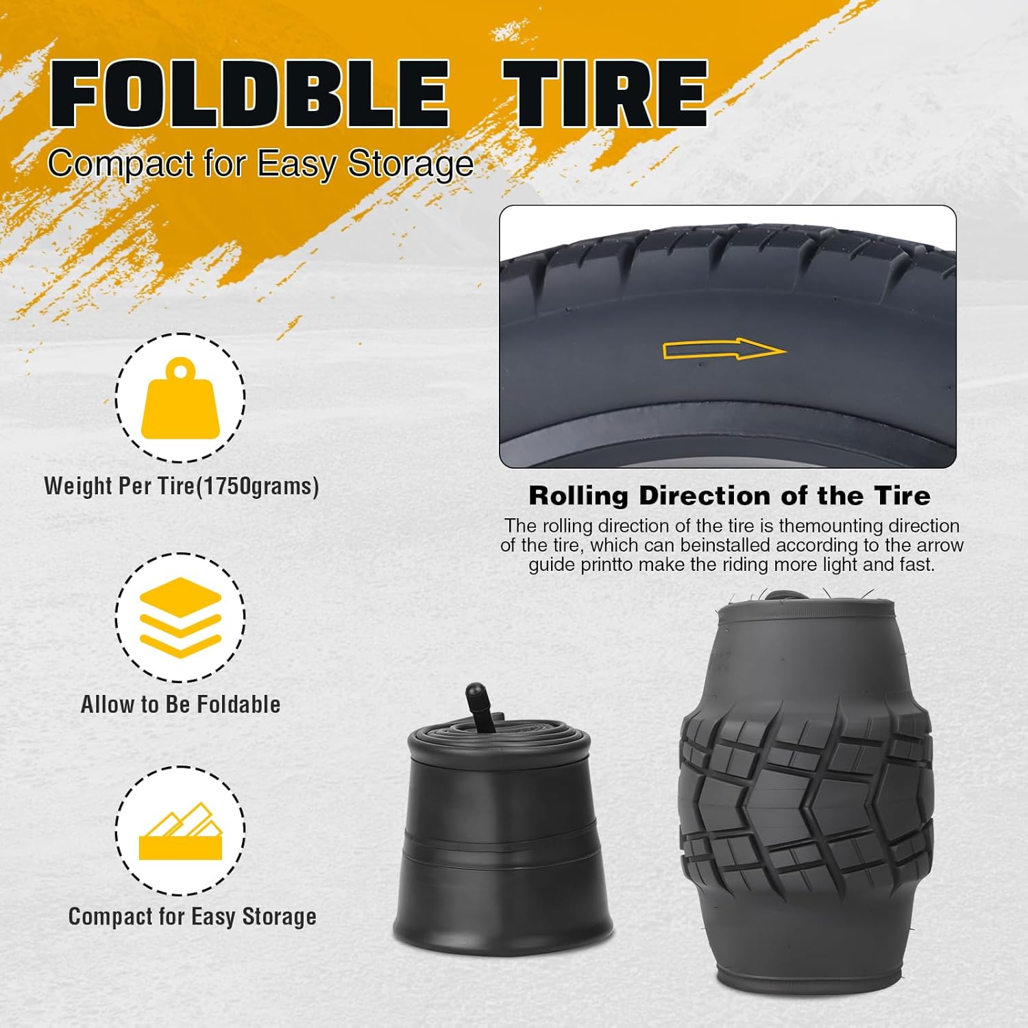 ZUKKA 16/20/26x4.0 E-Bike Tire 2 Pack Fat Tire High Performance Fat Tire Replacement Tire Folding Mountain Bike Tire High-Density Bike Tires for MTB E Bikes