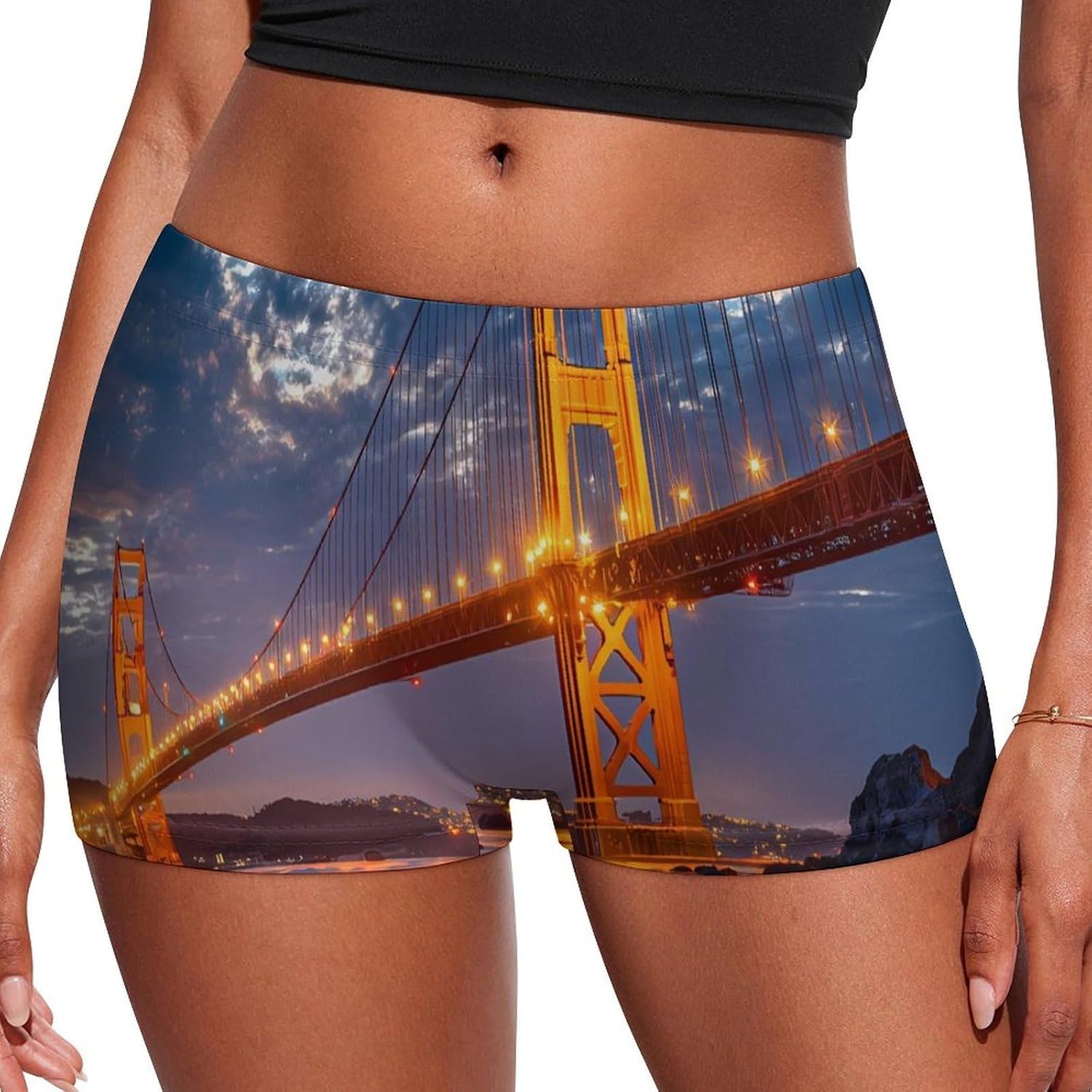 Golden Gate Bridge San Francisco at Night Fashion Women's Boxer Briefs Breathable Underpants Trunks Stretch Underwear