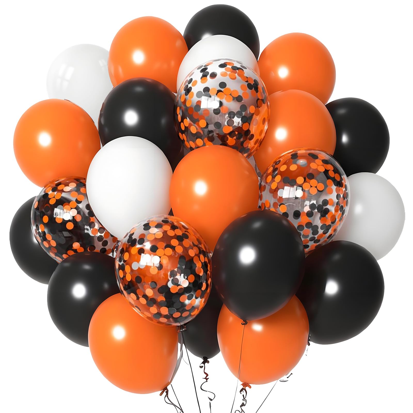Halloween Orange Black and White Balloons Decorations, 50pcs 12 Inch Black Orange Confetti Latex Balloons for Baby Shower Birthday Anniversary