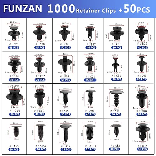 Miniatura 2 de Remaches para guardabarros de plástico automotriz, 1050 piezas, clips de retención para carrocería, clips de parachoques con 15 bridas para cables,