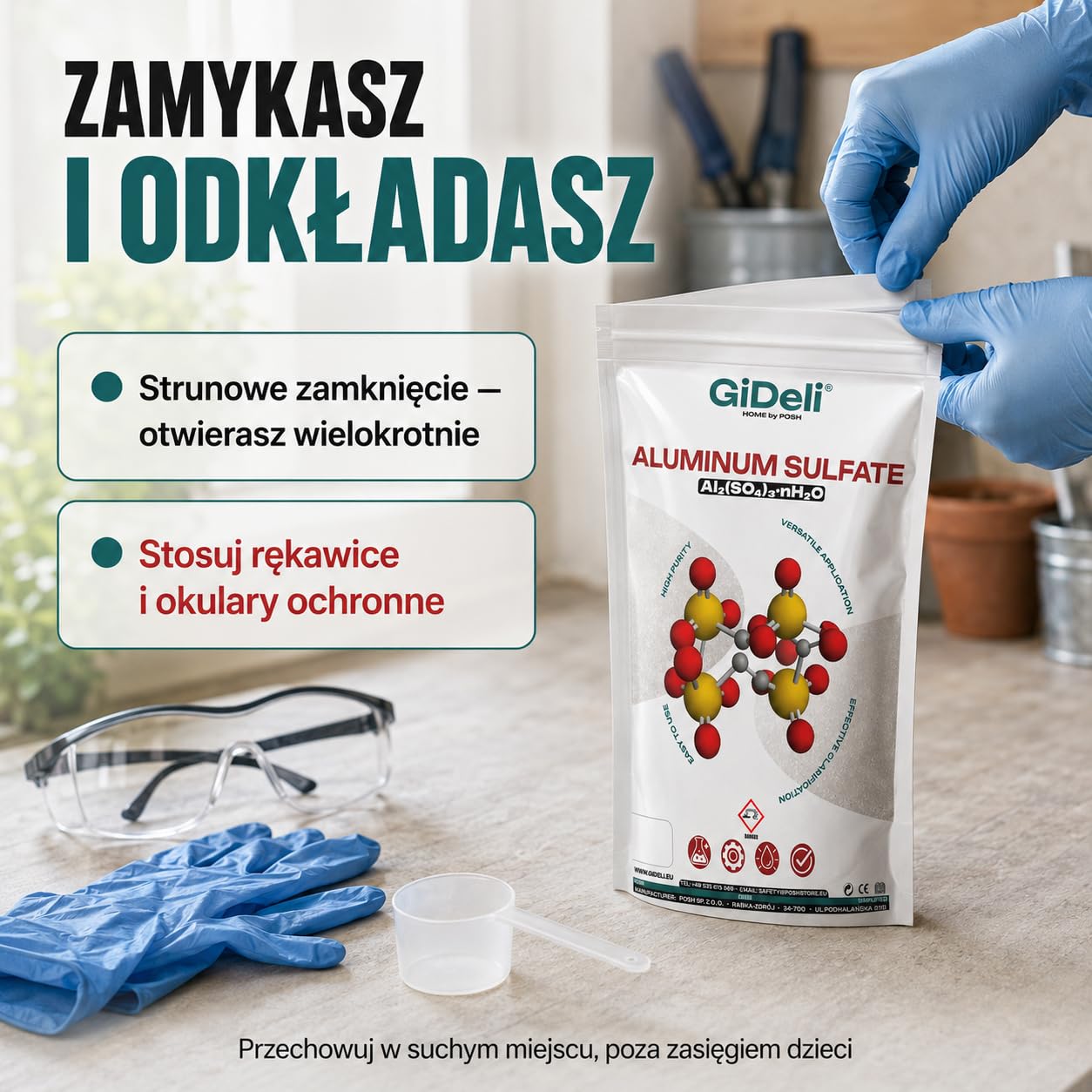 GiDeli Siarczan glinu 5 kg proszek 100% czysty – flokulant do uzdatniania wody i oczyszczania basenu – delikatny środek do zakwaszenia gleby do niebieskich hortensji – sól izolacyjna i środek do